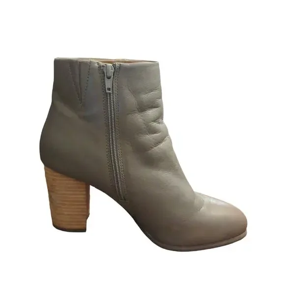 Vionic Kennedy Oyster leather ankle block heel boot booties 8 - Picture 5 of 9